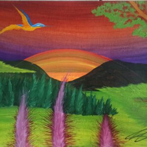 Das Tal, Öl auf Papier, 38x46 cm