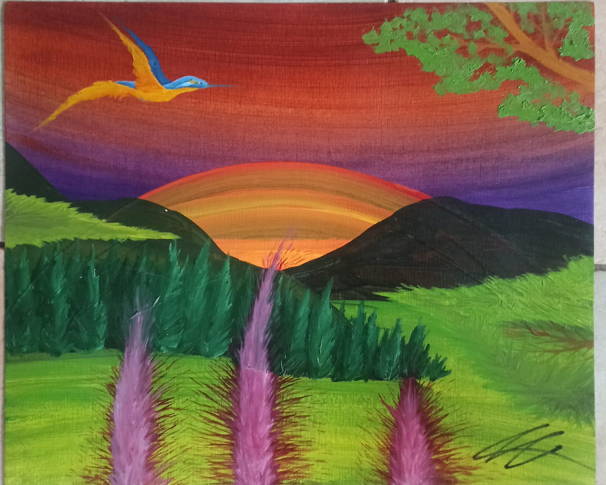 Das Tal, Öl auf Papier, 38x46 cm