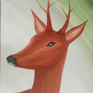 Der Hirsch, Öl auf Papier, 48x36 cm