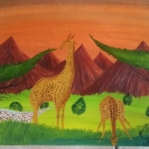Giraffen, Öl auf Papier, 38x46 cm