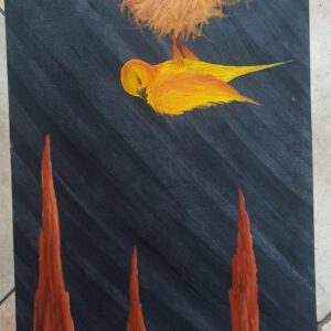 Der Webervogel, Öl auf Papier, 56x42 cm