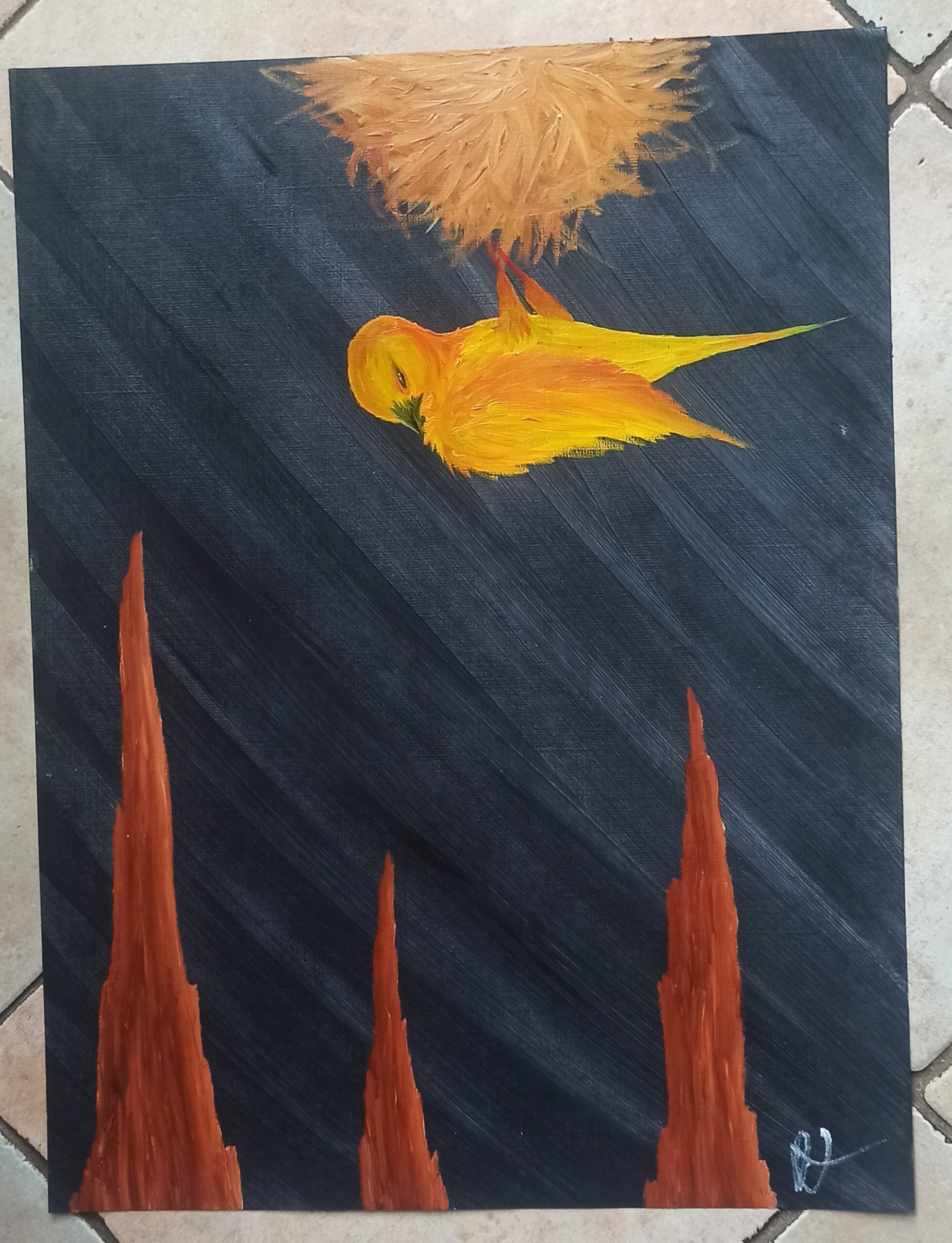 The Weaver Bird, oil on paper, 56x42 cm
