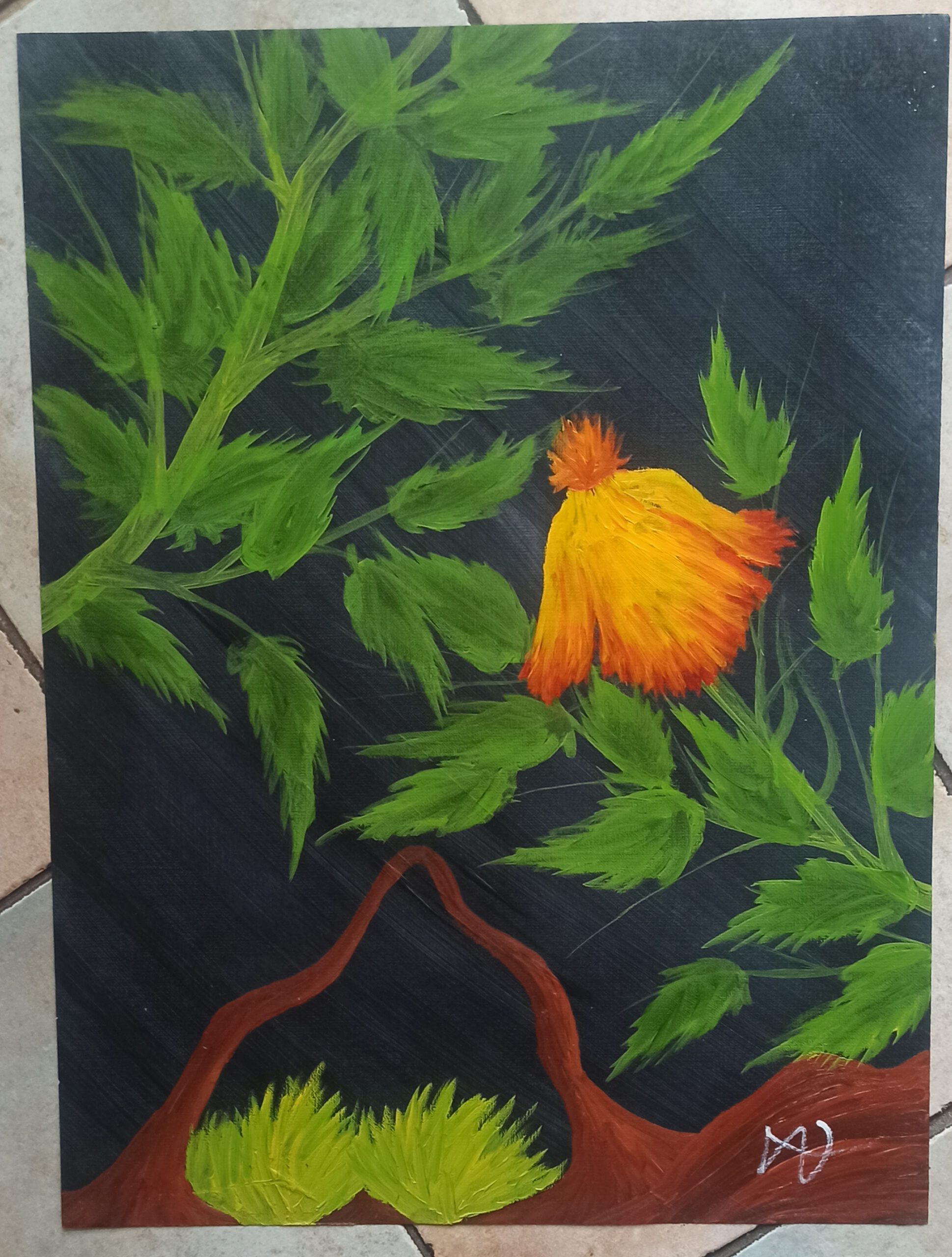 Wunderblume, Öl auf Papier, 56x42 cm
