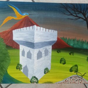 Wachturm, Öl auf Papier, 38x46 cm