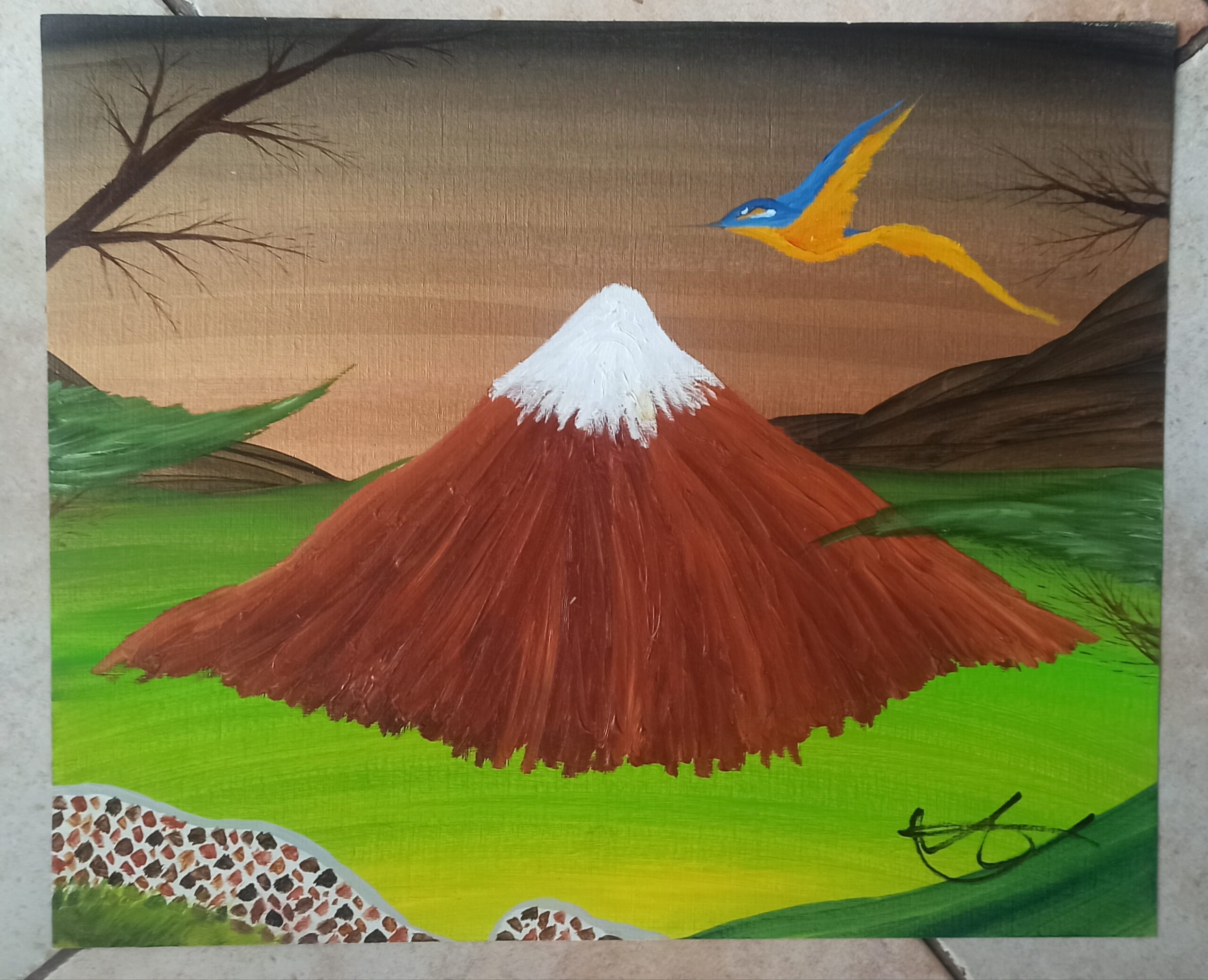 Der Berg, Öl auf Papier, 38x46 cm