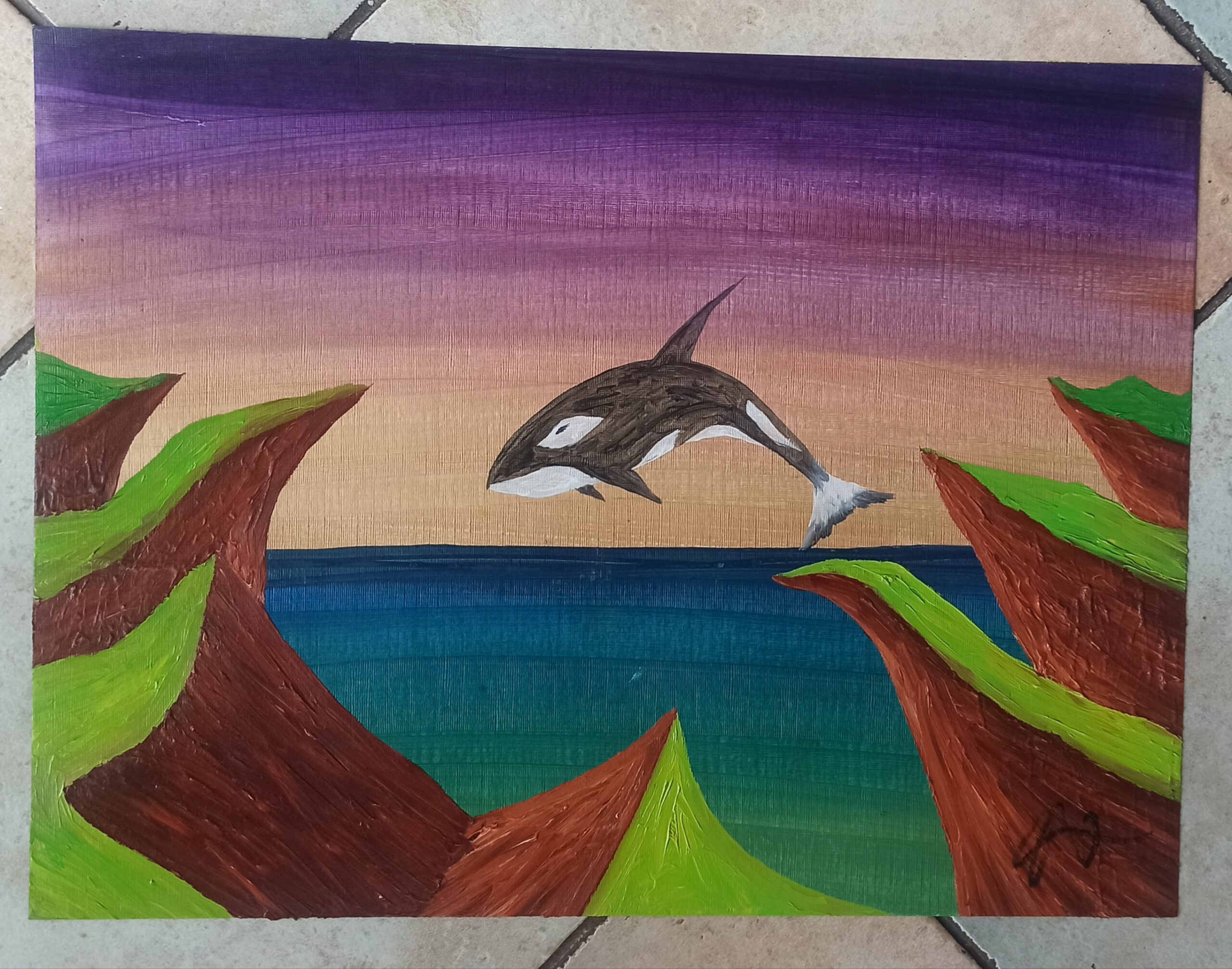 Orca 2, oil on paper, 36x48 cm