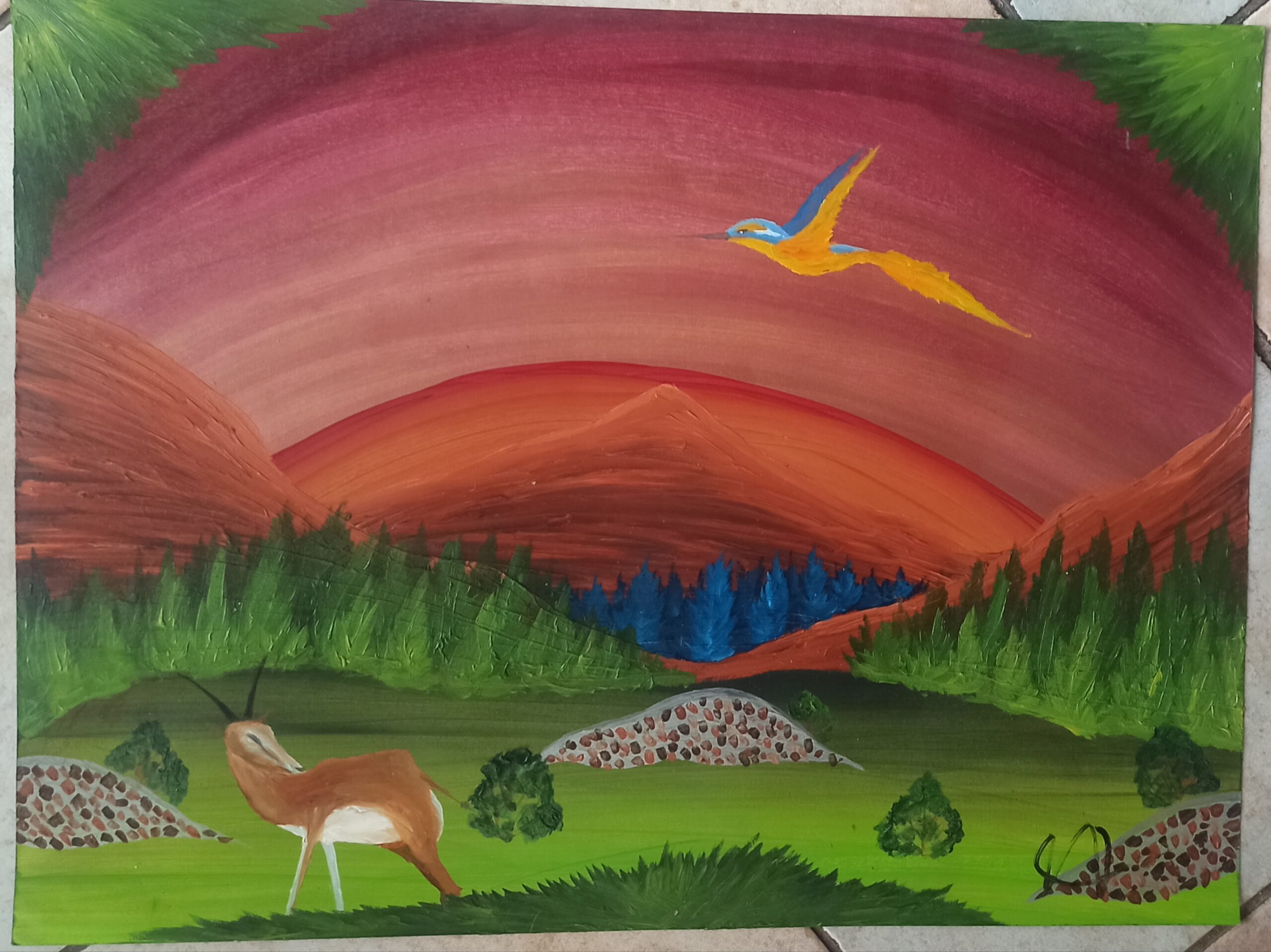 Antelope 2, oil on paper, 42x56 cm