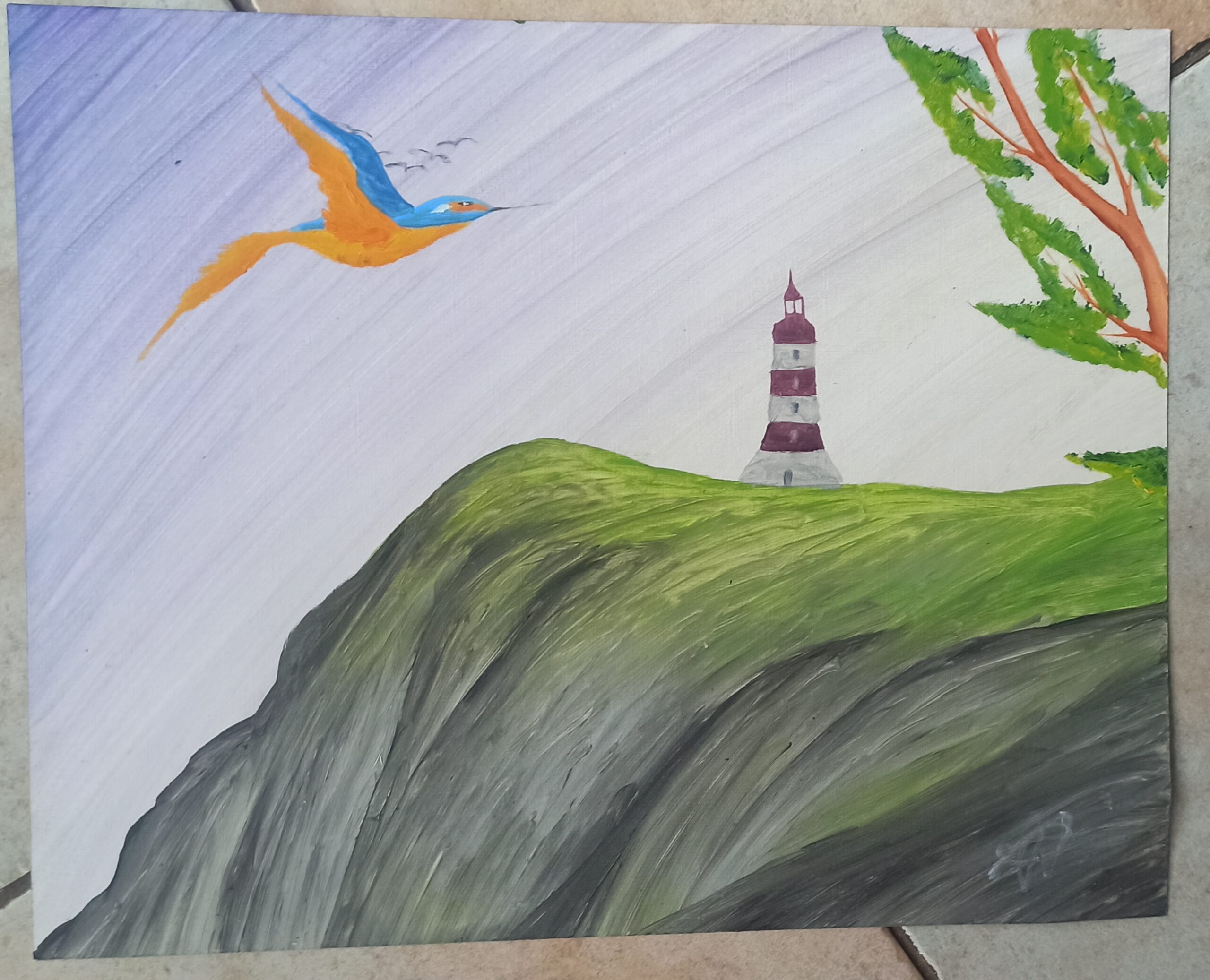 Lighthouse on the Rock 2, oil on paper, 36×48 cm