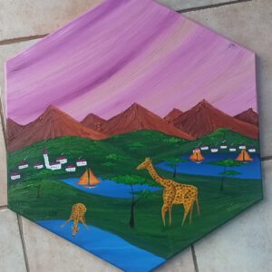 Wildlife 2, Öl auf Leinwand, Hexagon 30 cm Seitenlänge