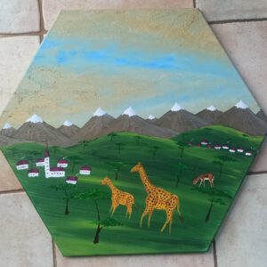 Wildlife 3, Öl auf Leinwand, Hexagon 30 cm Seitenlänge