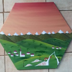 Das Tor 2, Öl auf Leinwand, Hexagon 30 cm Seitenlänge