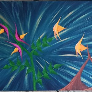 Fantasie Welt 3, Öl auf Leinwand, 60x240 cm, ( 2 x 50x70 cm, 1 x 60x100 cm )
