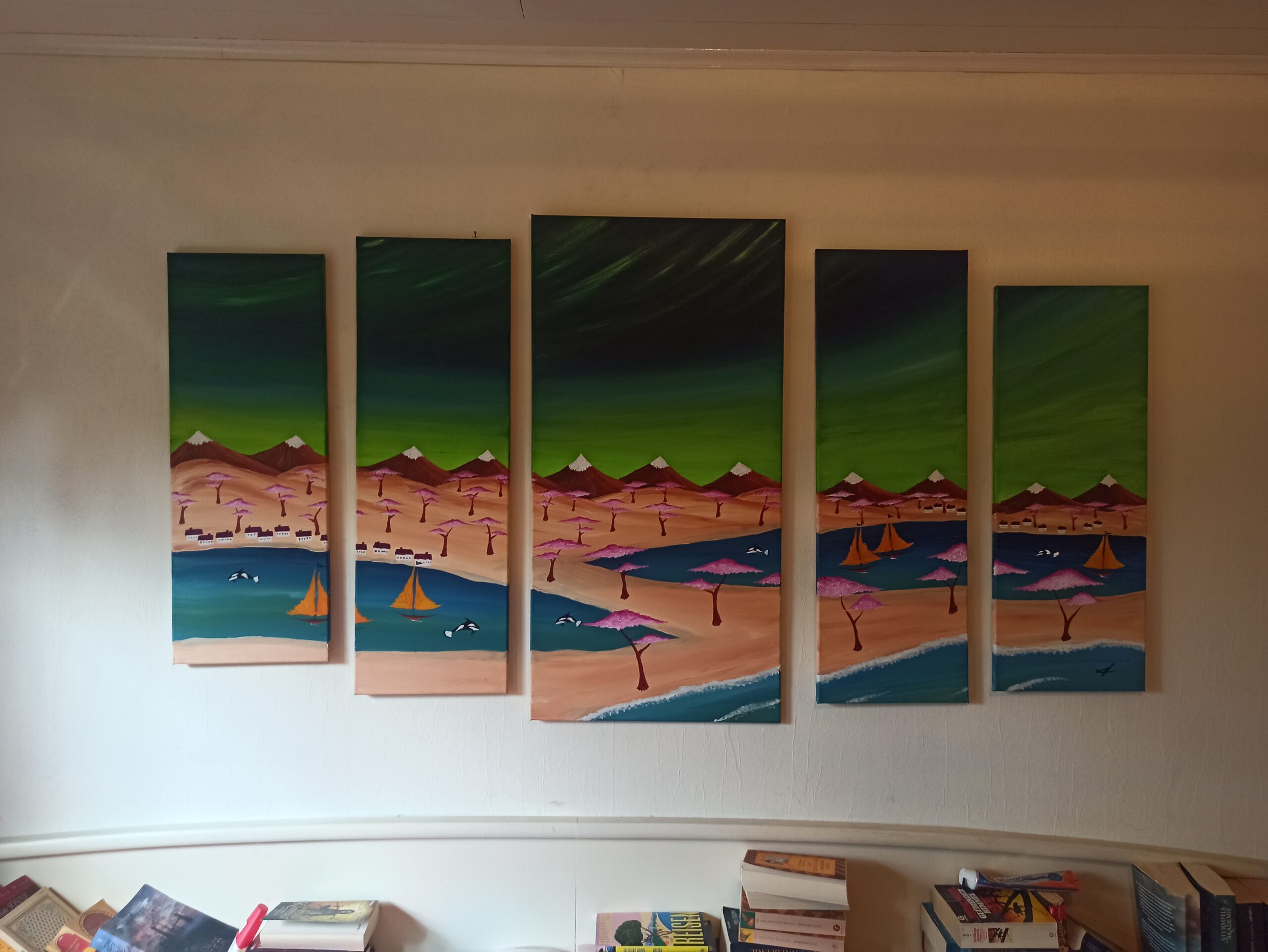 Spring at the Arctic Circle, oil on canvas, 100 x 170 cm (1 x 100 x 50, 2 x 90 x 30, 2 x 80 x 30 cm) - Image 2