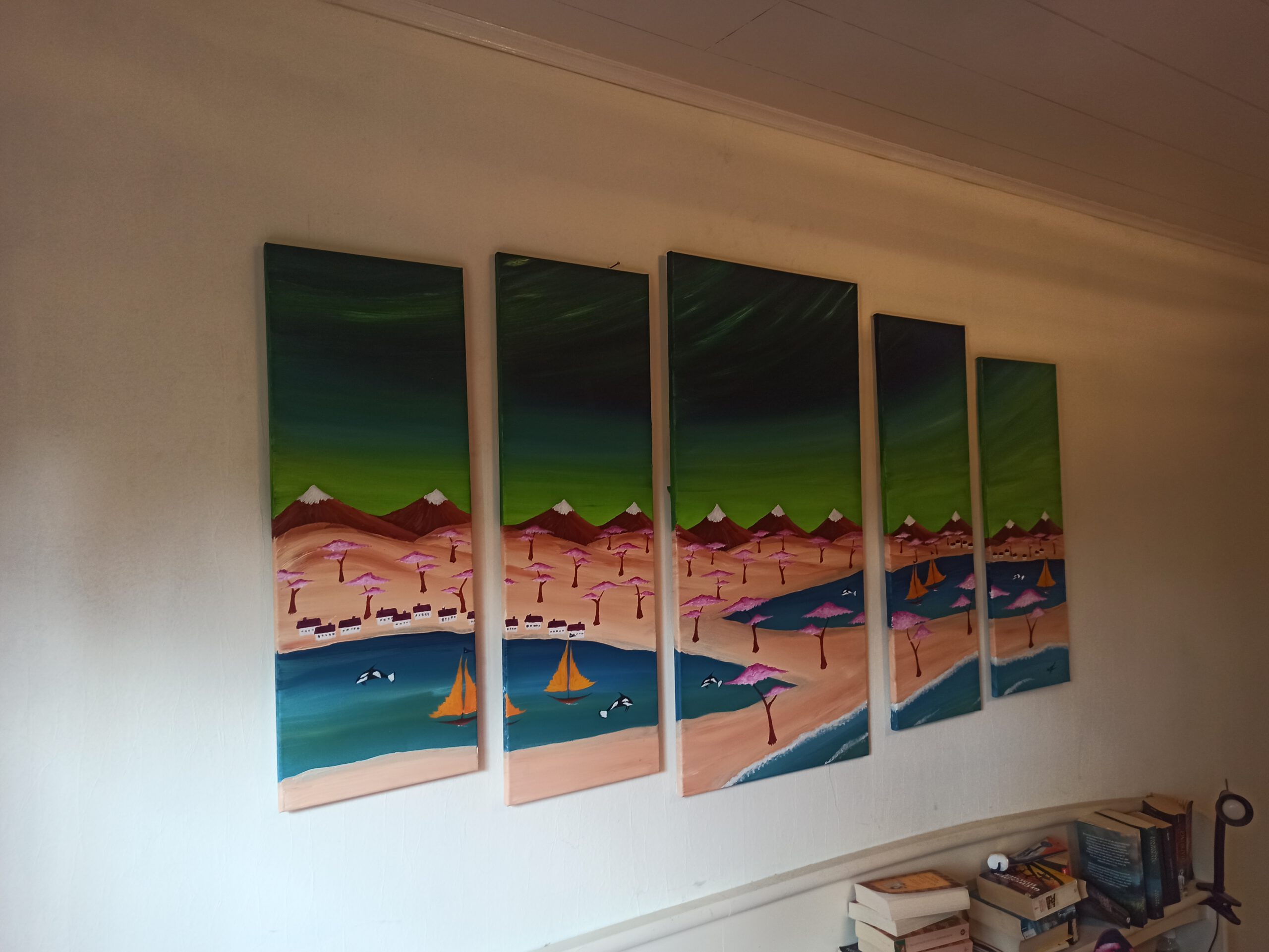 Spring at the Arctic Circle, oil on canvas, 100 x 170 cm (1 x 100 x 50, 2 x 90 x 30, 2 x 80 x 30 cm) - Image 3