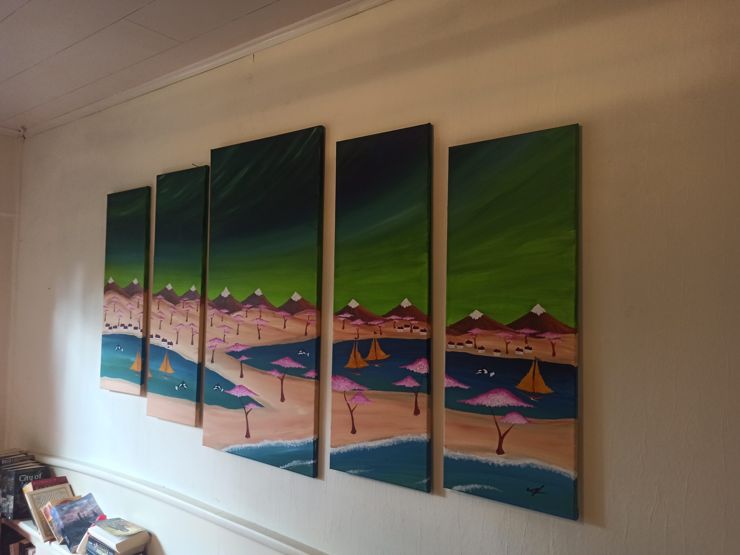 Spring at the Arctic Circle, oil on canvas, 100 x 170 cm (1 x 100 x 50, 2 x 90 x 30, 2 x 80 x 30 cm) - Image 4