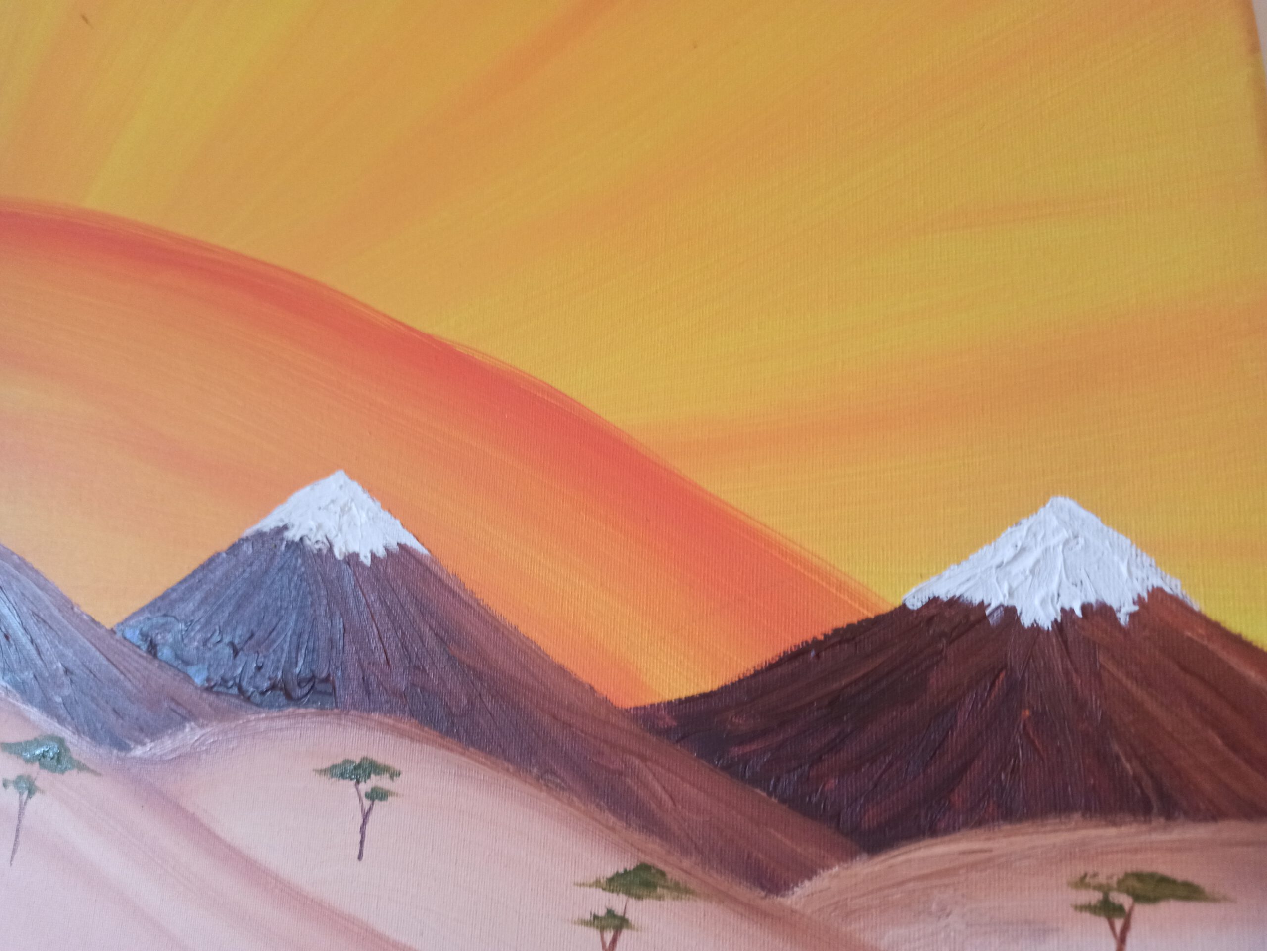 Savannah and Sunset, oil on canvas, 100 x 170 cm (1 x 100 x 50, 2 x 90 x 30, 2 x 80 x 30 cm) - Image 5