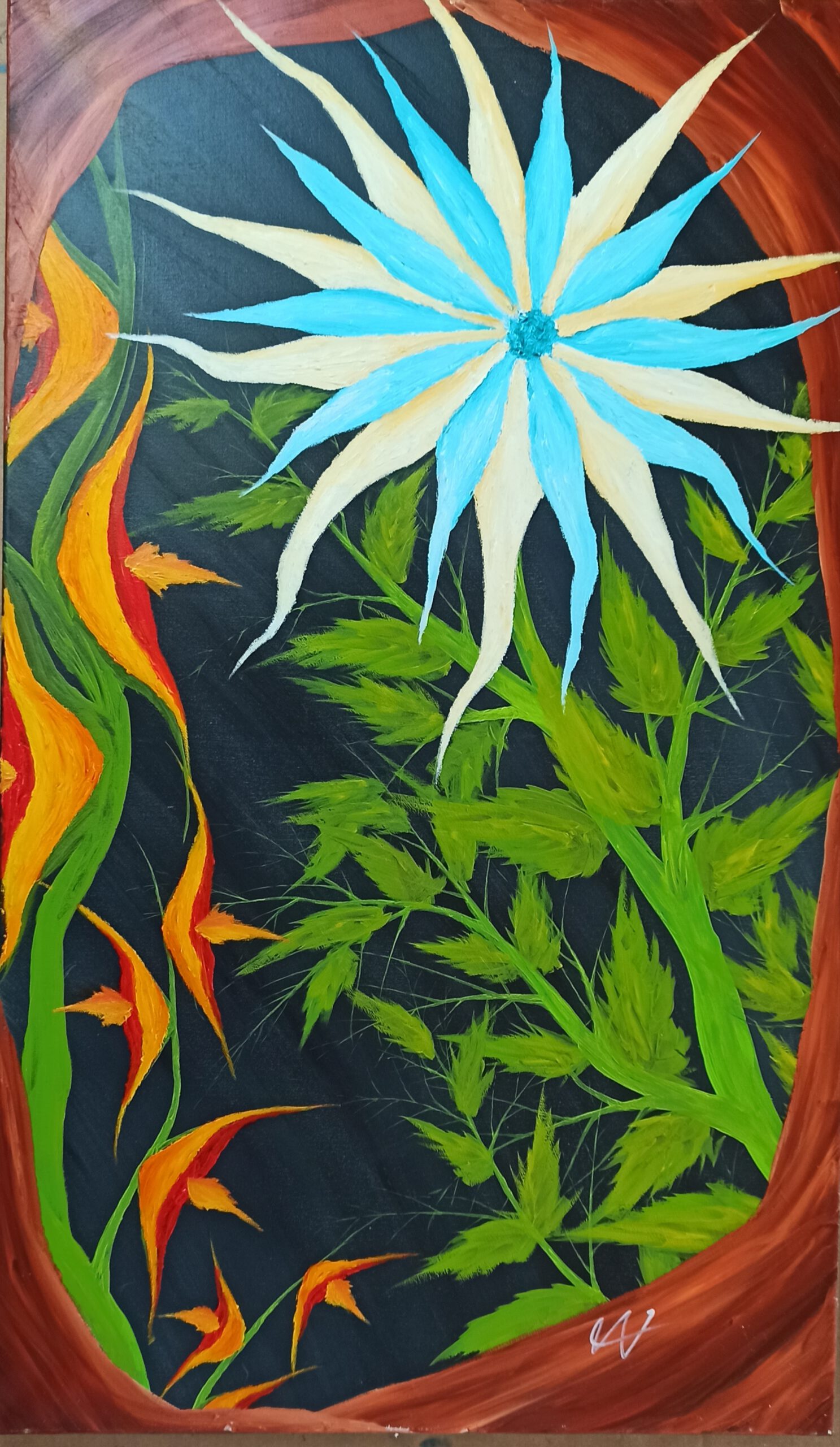 Eisblume Öl auf Leinwand 100x60 cm