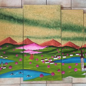 Zauberbaum 2 Öl auf Leinwand 100x170 cm (1x100x50, 2x90x30, 2x80x30 cm)
