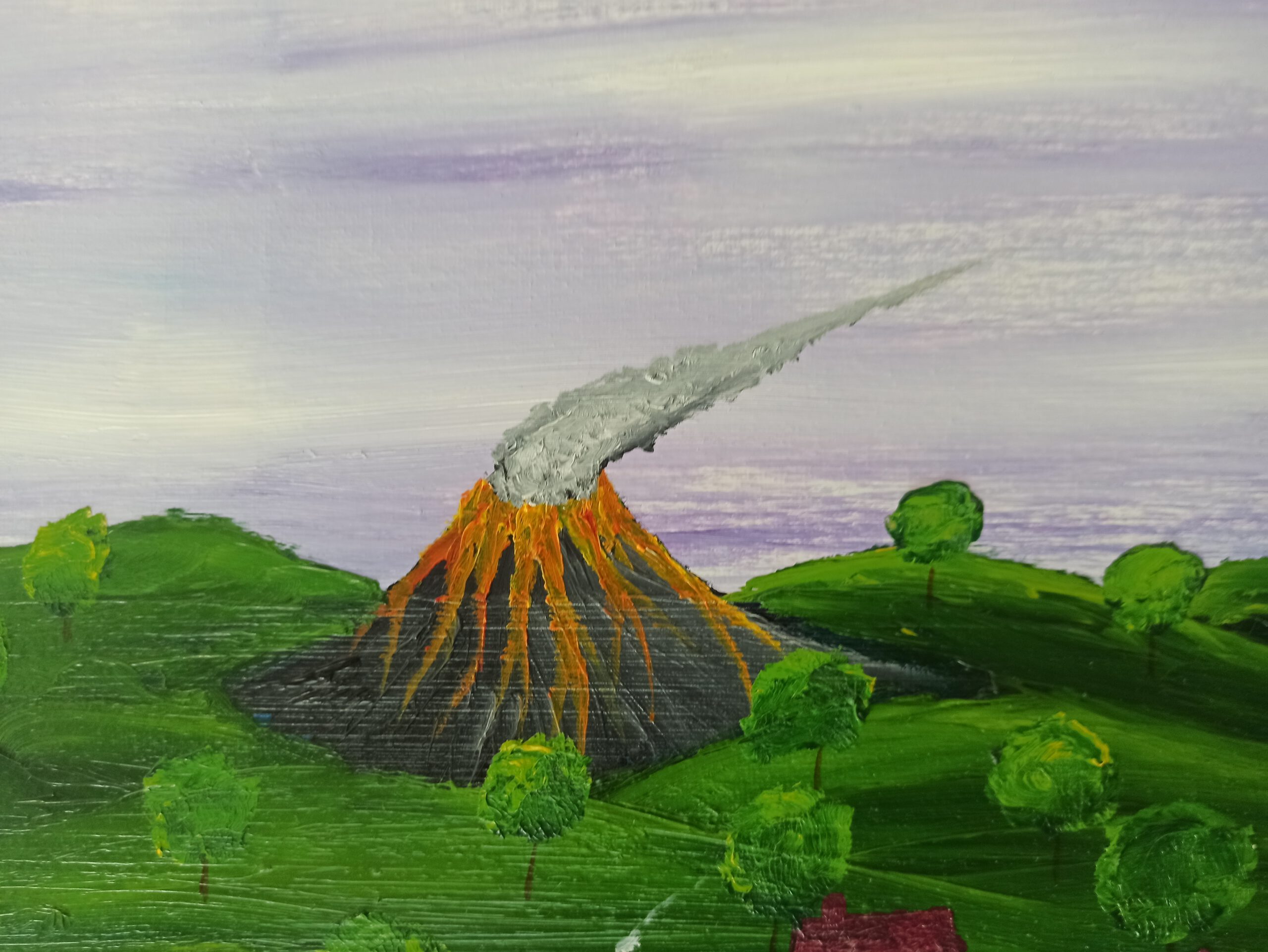 Vulkan Insel Öl auf Leinwand 40x120 cm – Bild 2