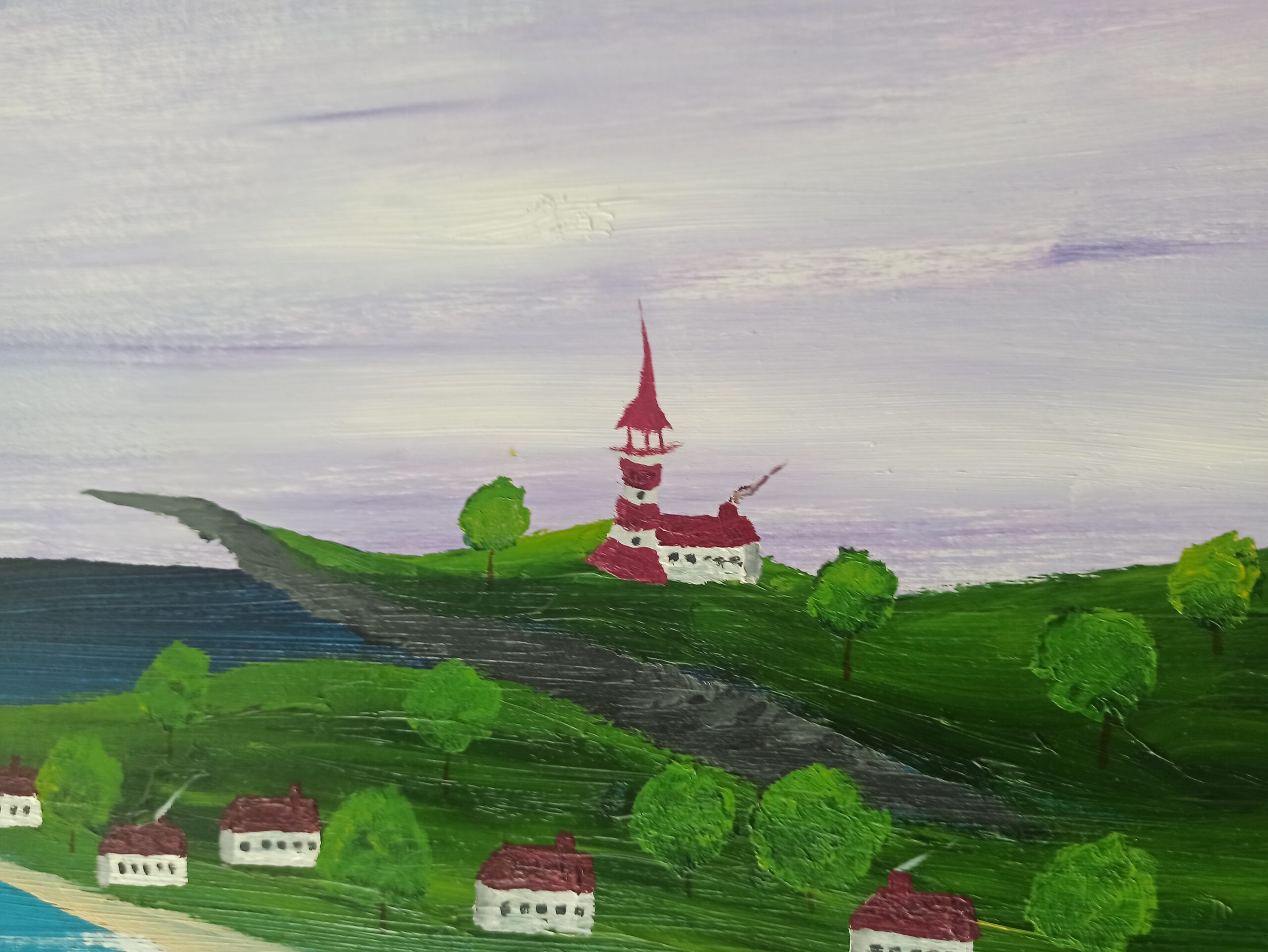 Vulkan Insel Öl auf Leinwand 40x120 cm – Bild 3