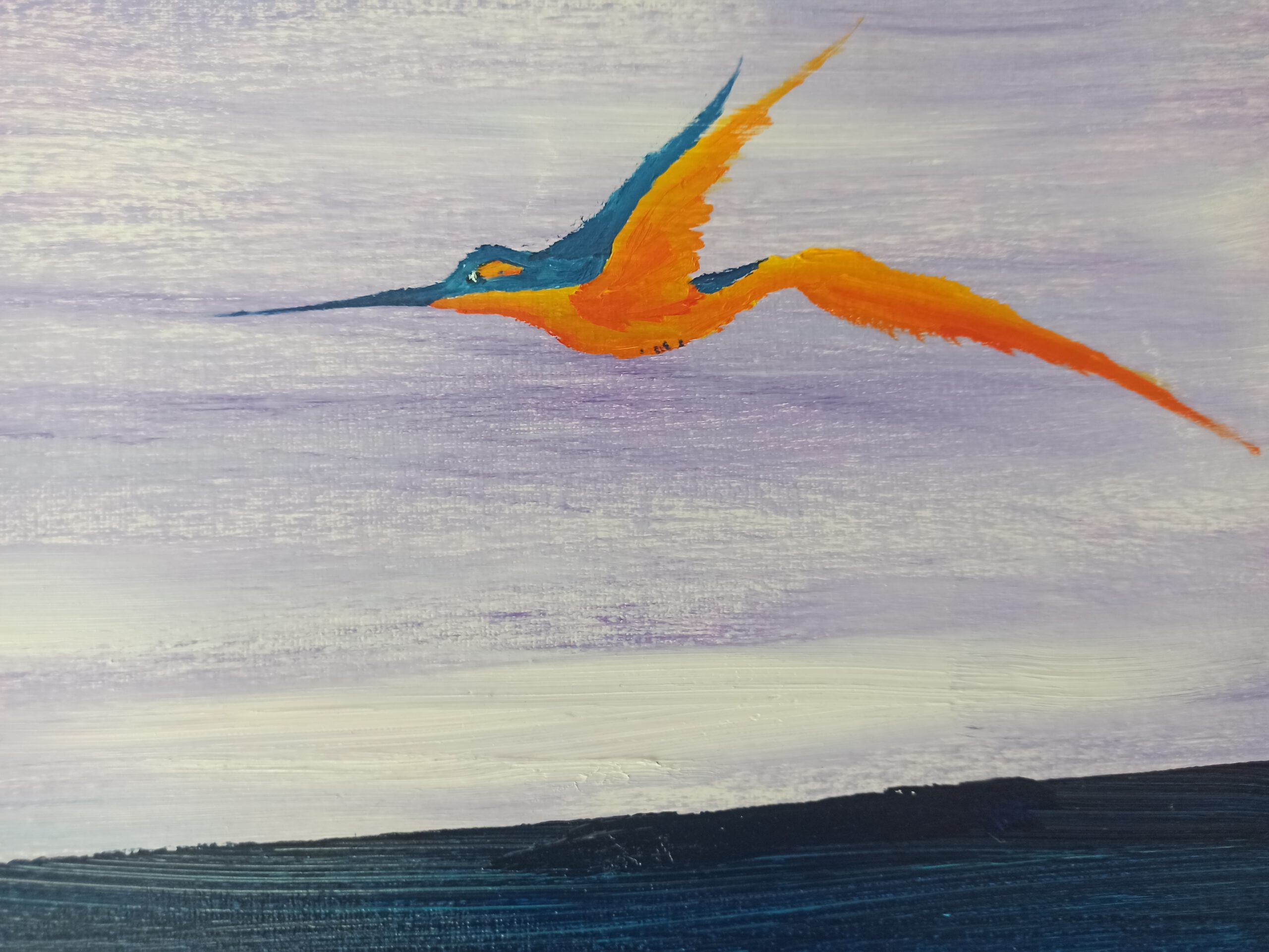 Vulkan Insel Öl auf Leinwand 40x120 cm – Bild 4