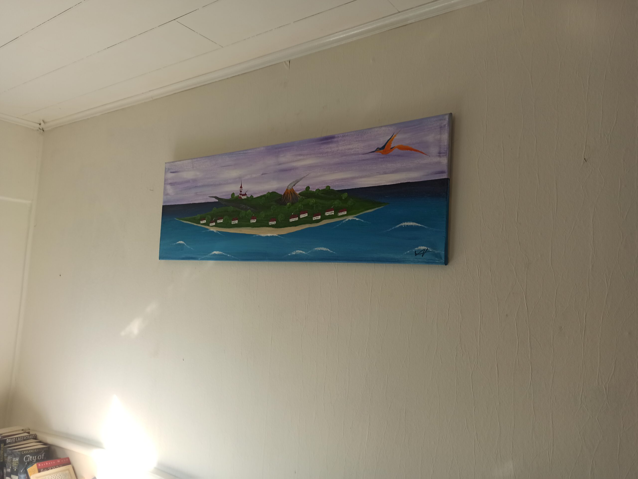 Vulkan Insel Öl auf Leinwand 40x120 cm – Bild 6