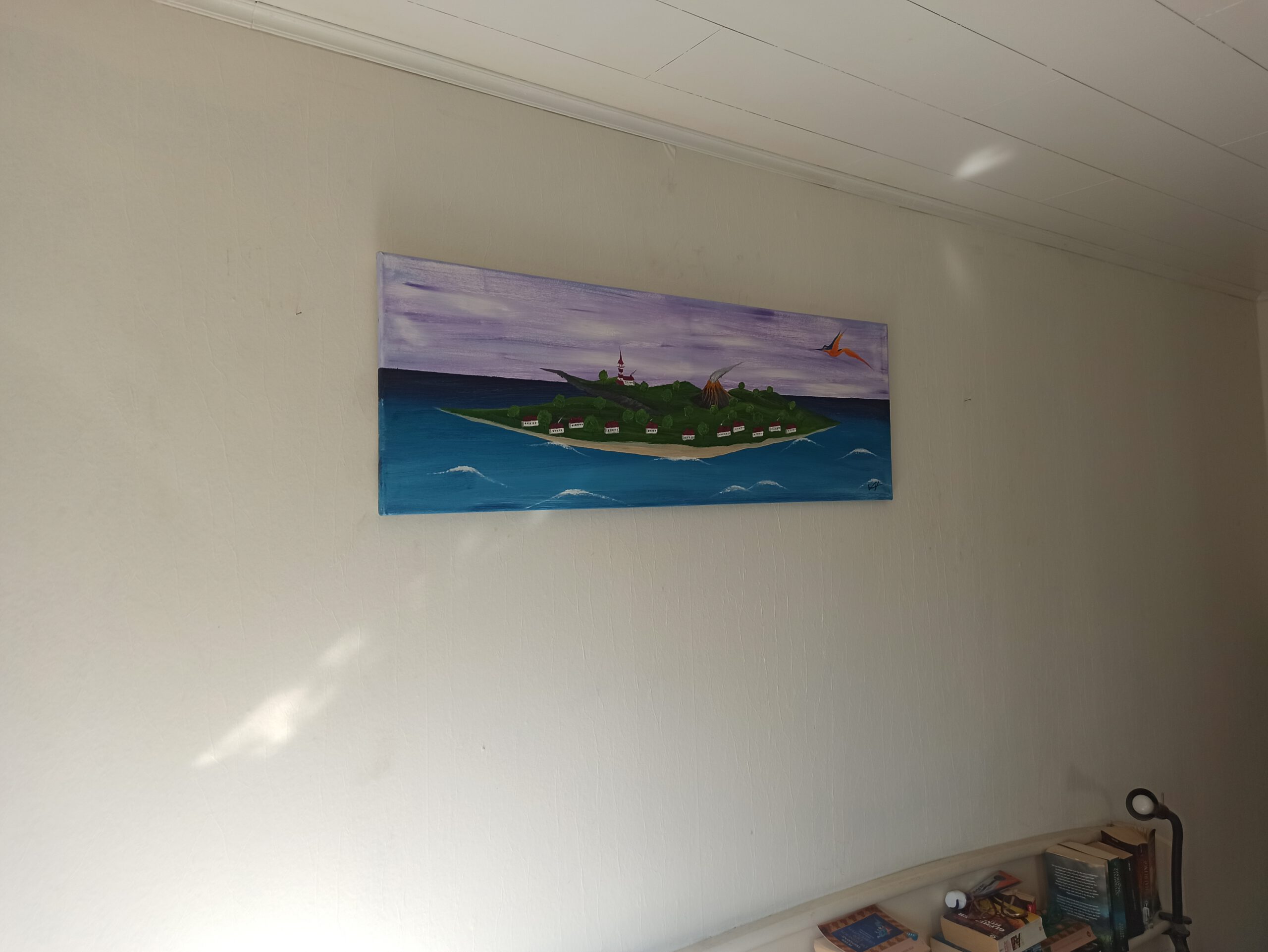 Vulkan Insel Öl auf Leinwand 40x120 cm – Bild 8