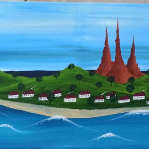 Insel Öl auf Leinwand 40x120 cm