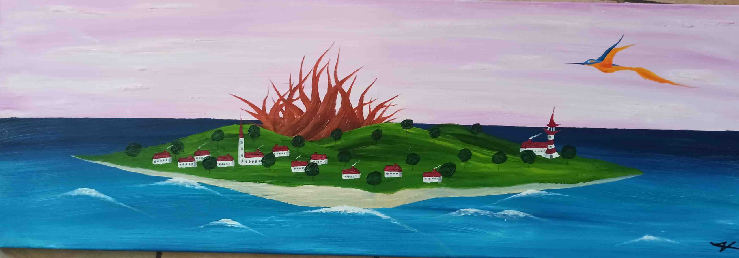 Insel 2 Öl auf Leinwand 40x120 cm