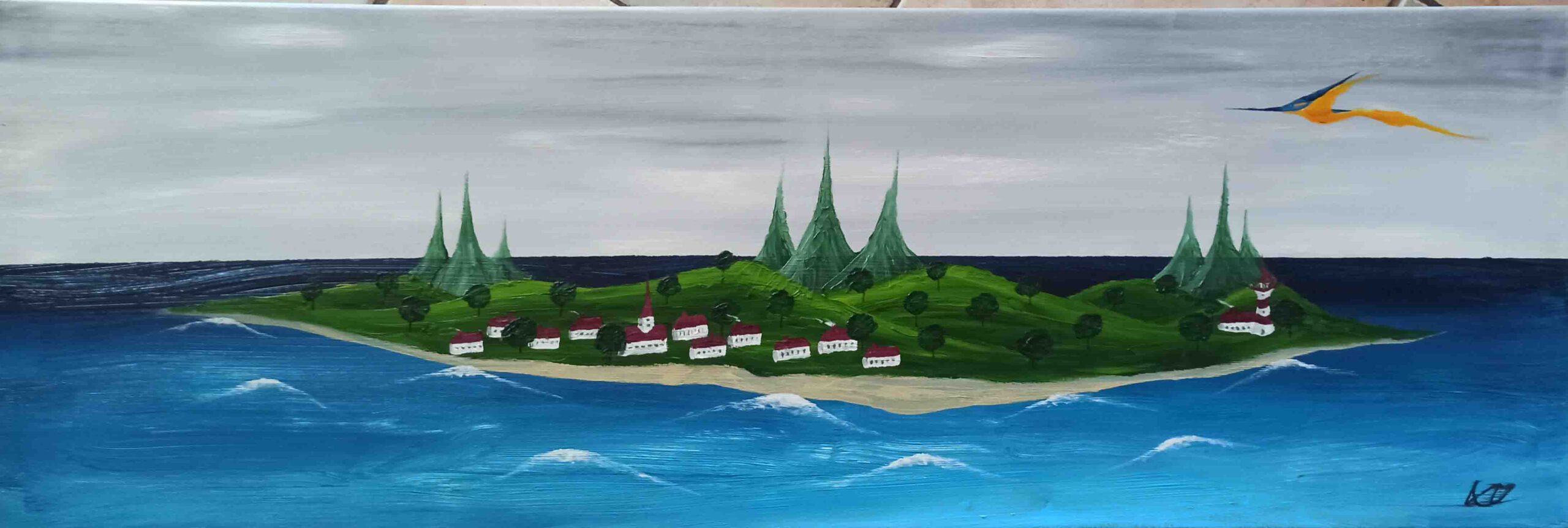 Insel 3 Öl auf Leinwand 40x120 cm