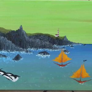 Granite Cliffs, oil on canvas 40x120 cm
