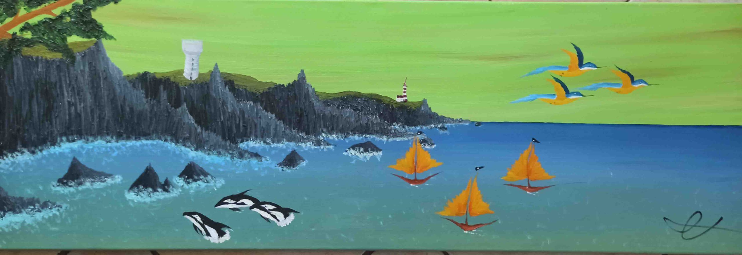 Granite Cliffs, oil on canvas 40x120 cm
