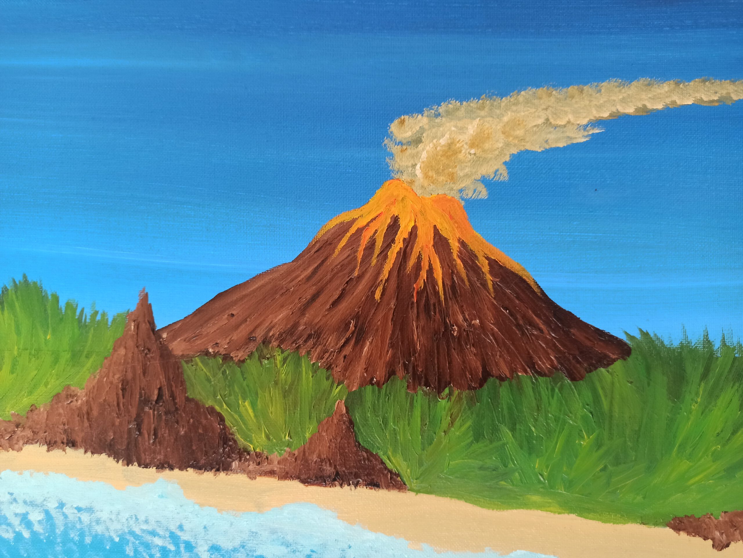 Vulkan Insel 2 Öl auf Leinwand 40x120 cm – Bild 2
