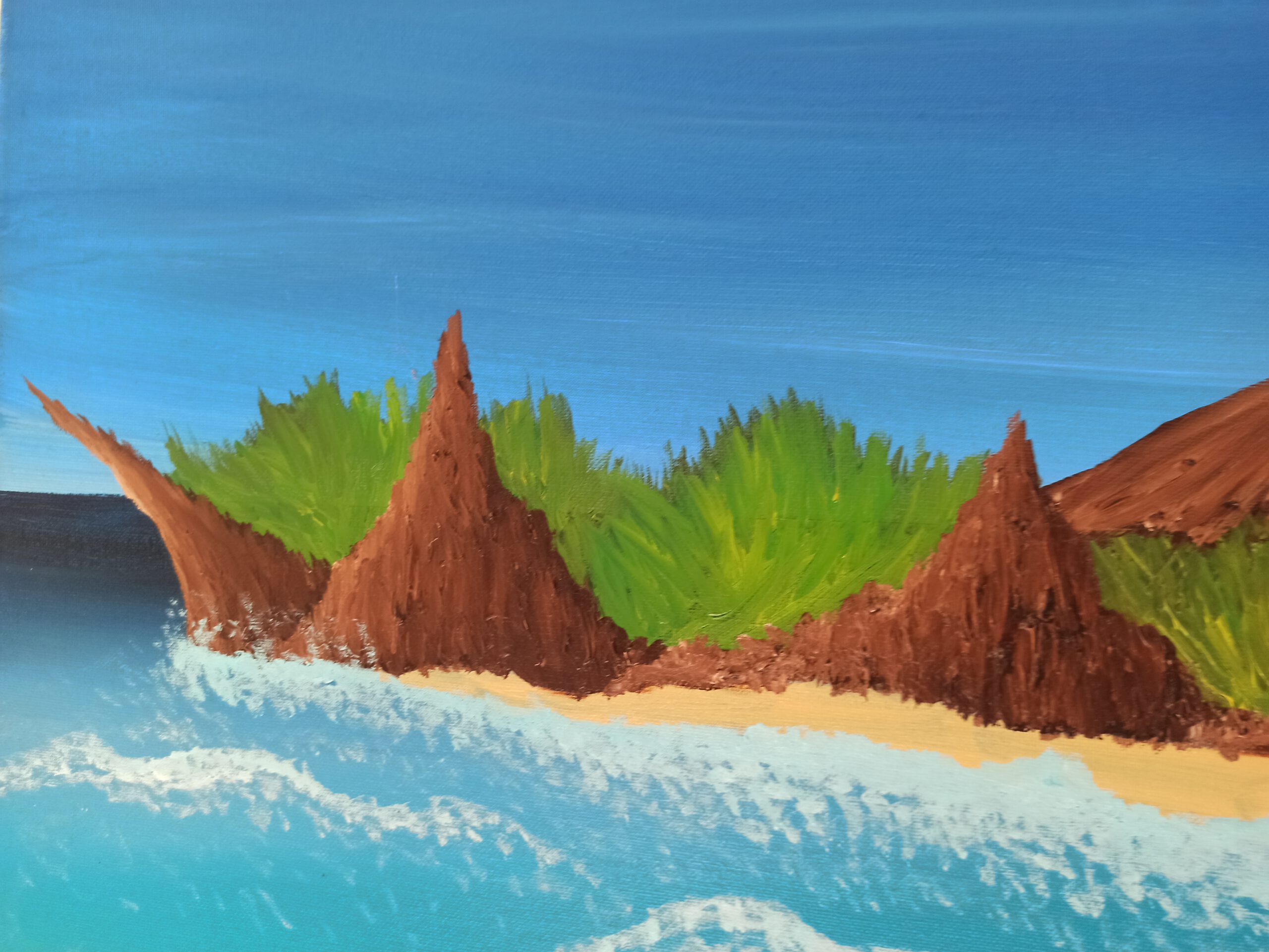 Vulkan Insel 2 Öl auf Leinwand 40x120 cm – Bild 3