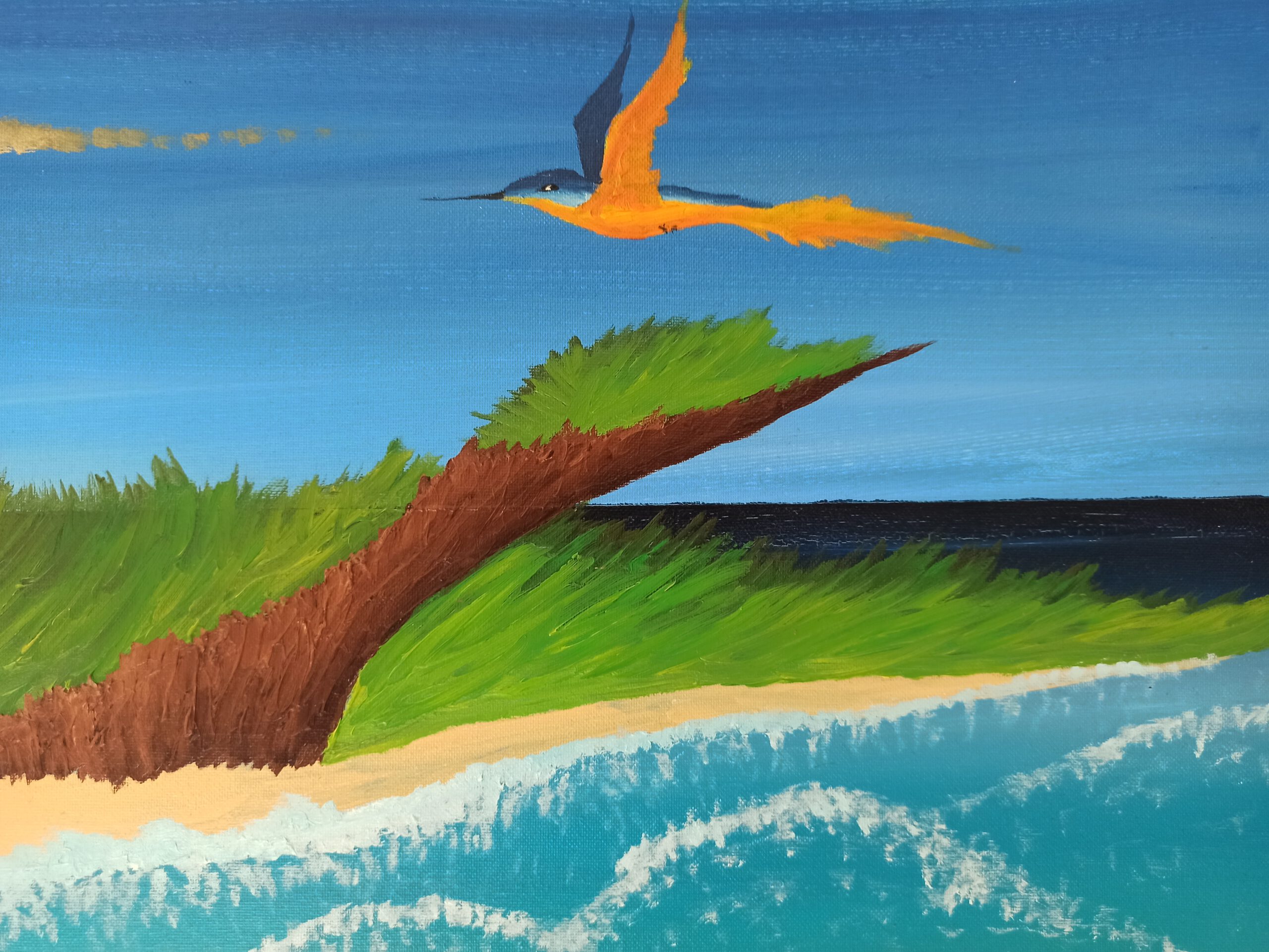 Vulkan Insel 2 Öl auf Leinwand 40x120 cm – Bild 4