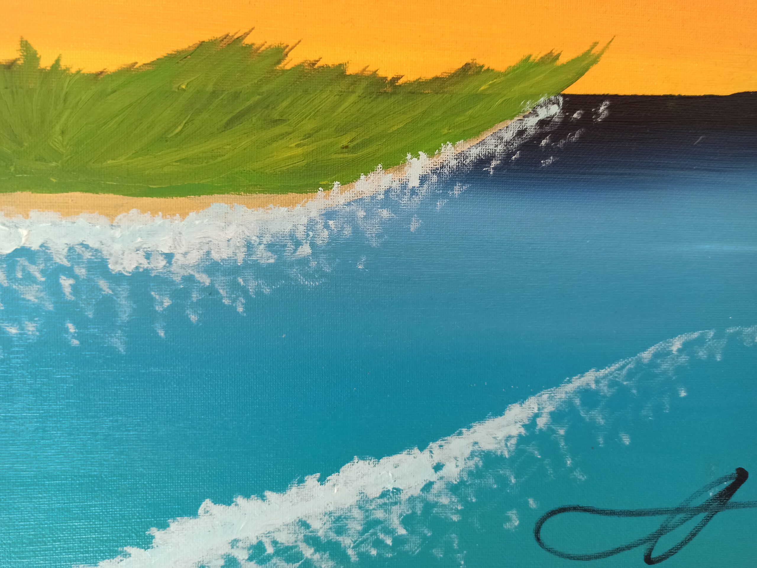Klippen Insel Öl auf Leinwand 40x120 cm – Bild 4