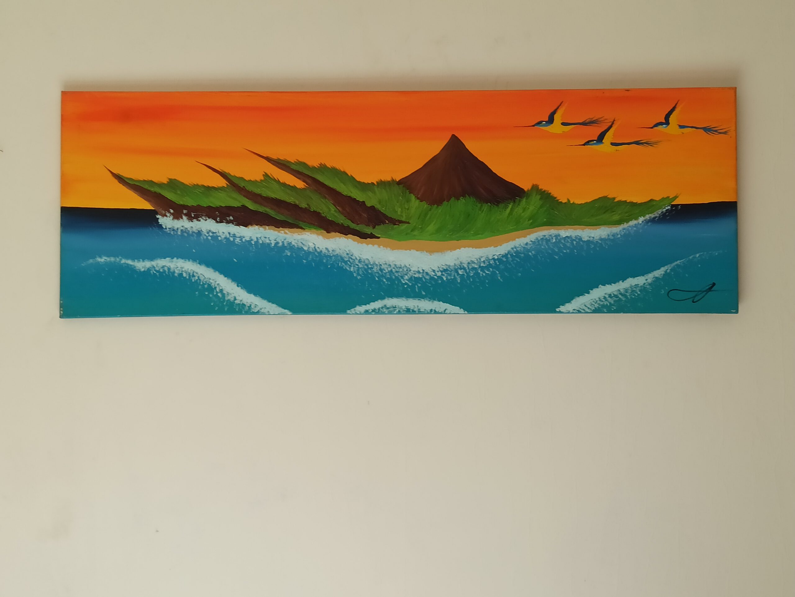 Klippen Insel Öl auf Leinwand 40x120 cm – Bild 7