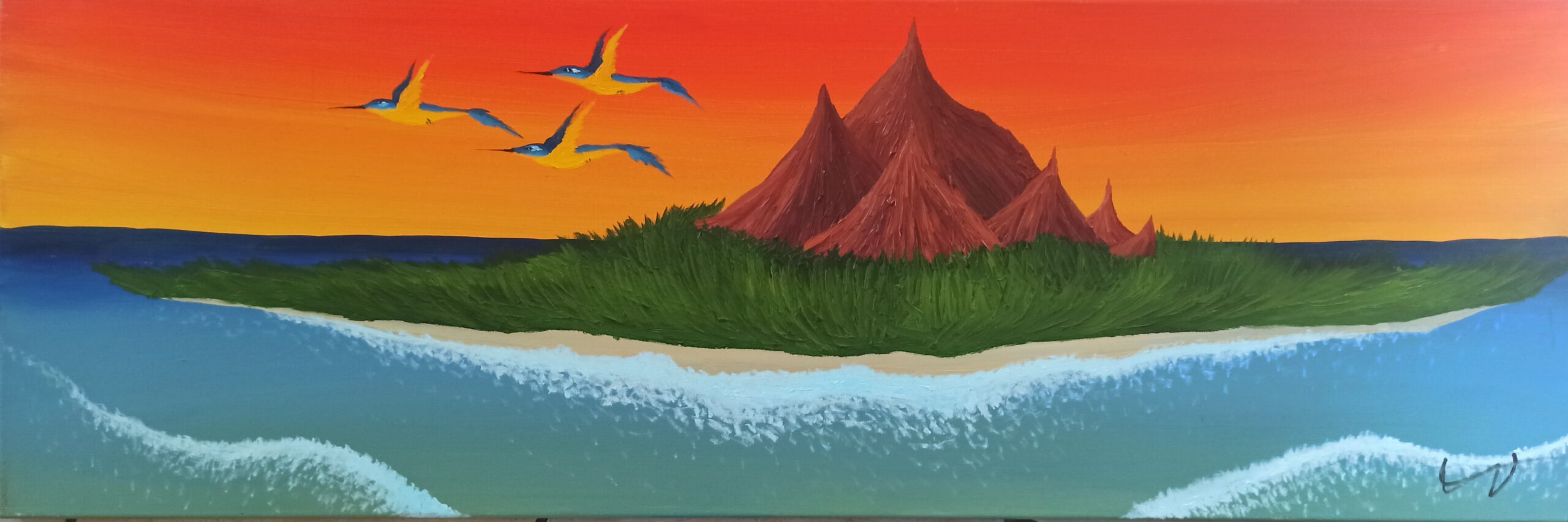 Insel 4 Öl auf Leinwand 40x120 cm