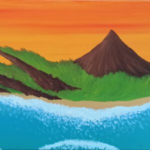 Klippen Insel Öl auf Leinwand 40x120 cm