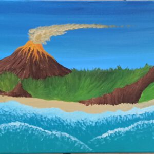 Vulkan Insel 2 Öl auf Leinwand 40x120 cm