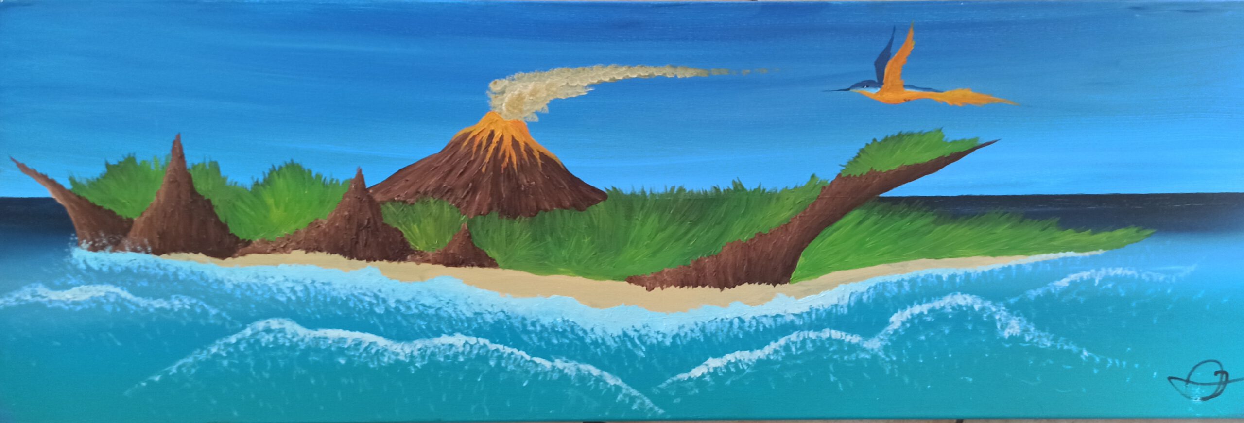 Vulkan Insel 2 Öl auf Leinwand 40x120 cm